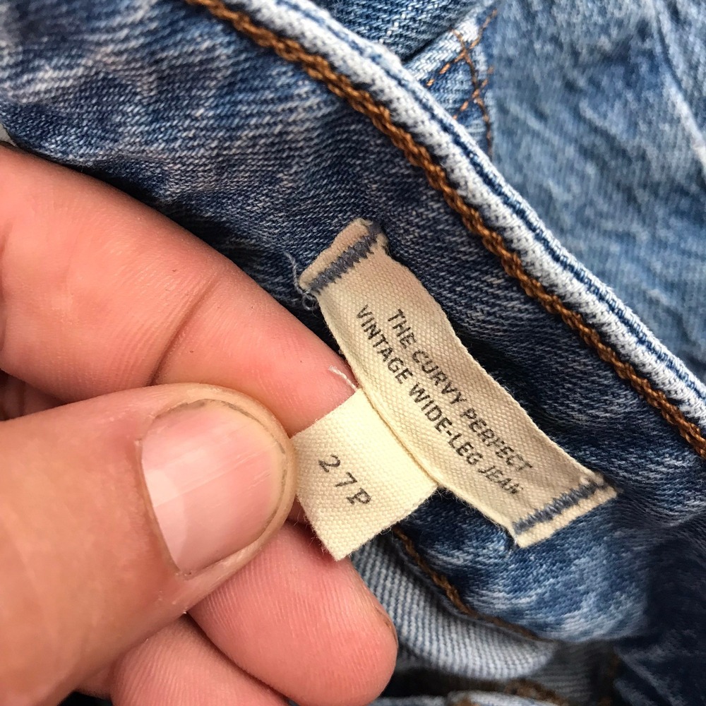 Madewell Curvy Perfect Vintage Wide Leg Jeans Women 27P Blue Patch Pocket Denim - Picture 5 of 14